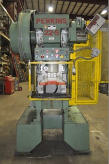 22 Ton, Perkins #22S, 2" stroke, 7" Shut Height, 12" x 22" bed, 200-800 SPM, air clutch & brake