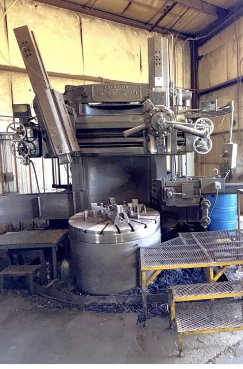 54" Bullard #CutMaster, vertical turret lathe, 62" swing, 44" under rail, 5 pos turret head on rail, side
