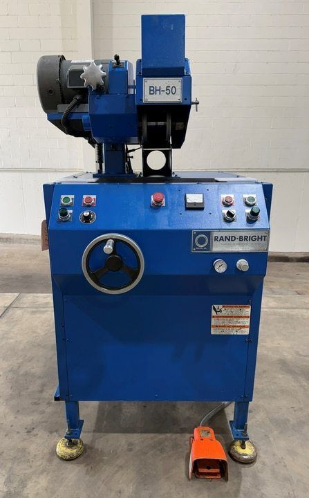 Rand-Bright #BH-50, wheel or belt, thru feed, 3 HP, 1-30 FPM, 1/4"-5" capacity, pop head option