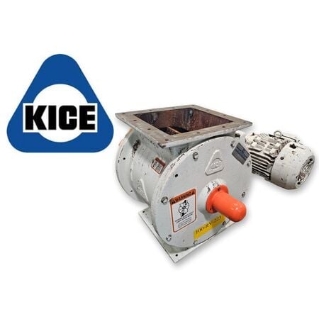 10" Kice Industries #VJOT14X10X10, rotary airlock valve, Carbon Steel, 8 vane open end rotor, 14 RPM, 1 HP