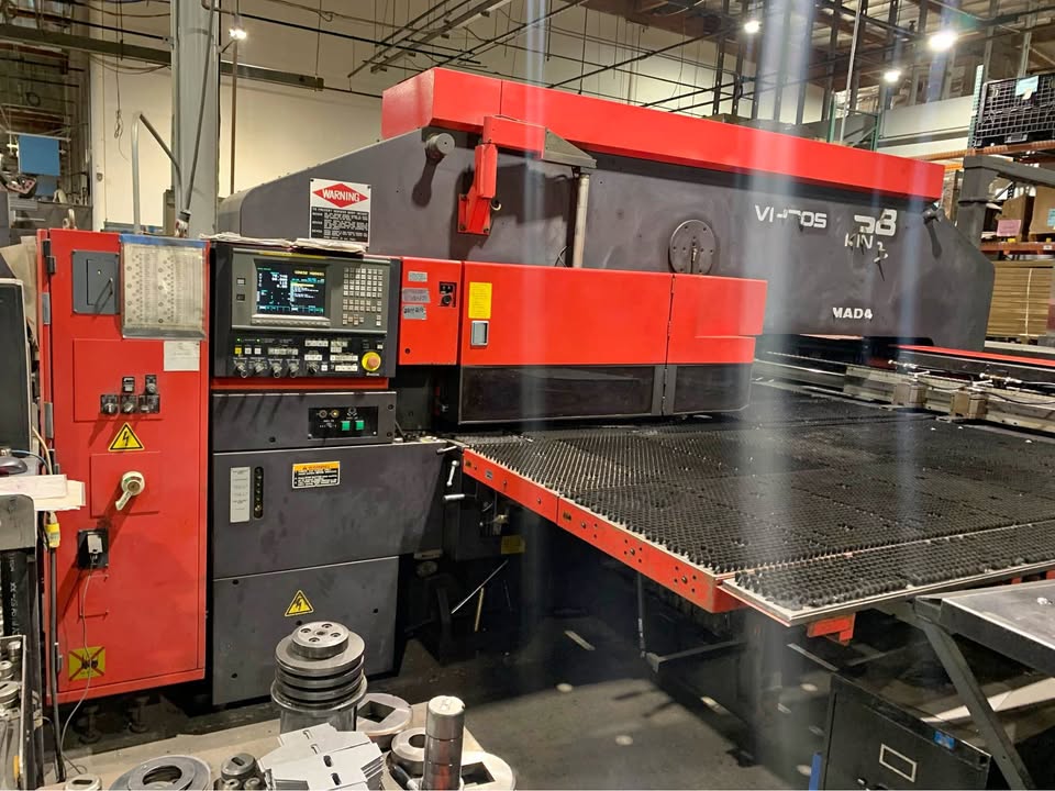 Amada #Vipros-358-King, CNC Turret Punch Press, brush tables, pneumatic work clamps, thick turret tooling