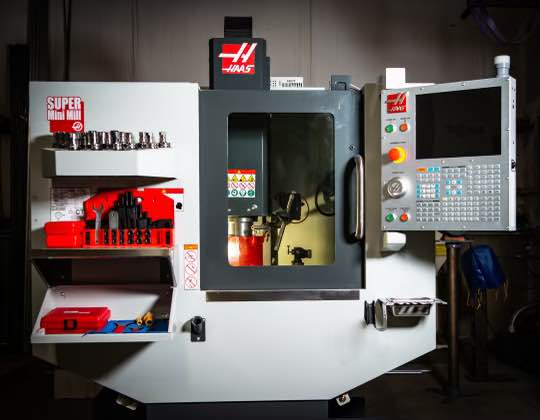 Haas #Super-Mini-Mill, CNC Vertical Machining Center, CAT40, rigid tap, Renishaw WIPS, Kurt DX6 vise, Haas