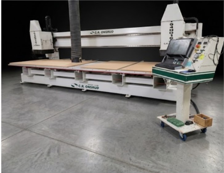 Onsrud #194HD16, CNC Router, twin spindles, (2) 96" x 60" vacuum tables, 24 ATC, (6) vacuum pumps, 24,000