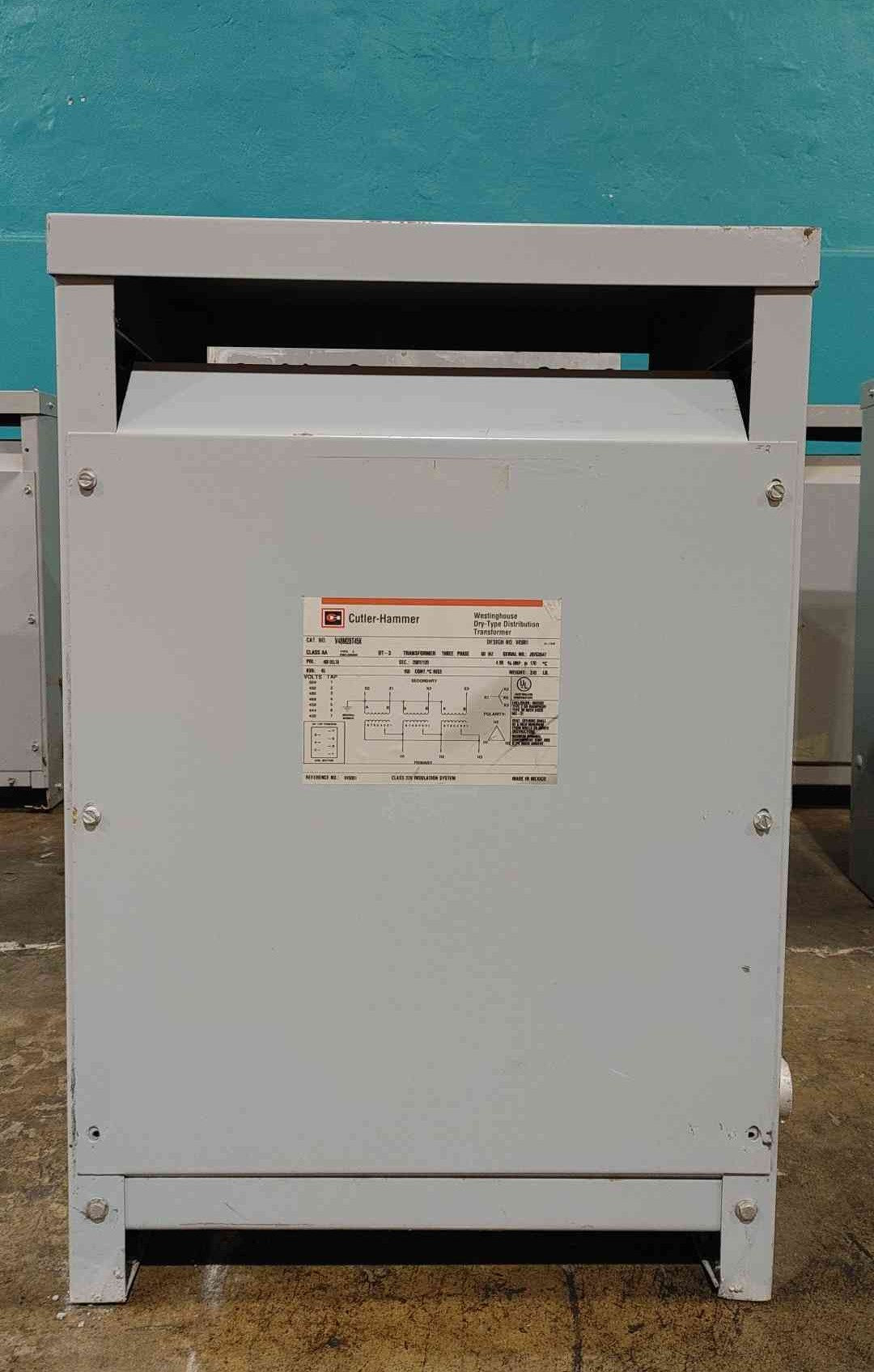 45 KVA 480 Primary, 208Y/120 Secondary, Cutler-Hammer #V48M28T45K, K-4 Dry Type Transformer, 3 Phase (3