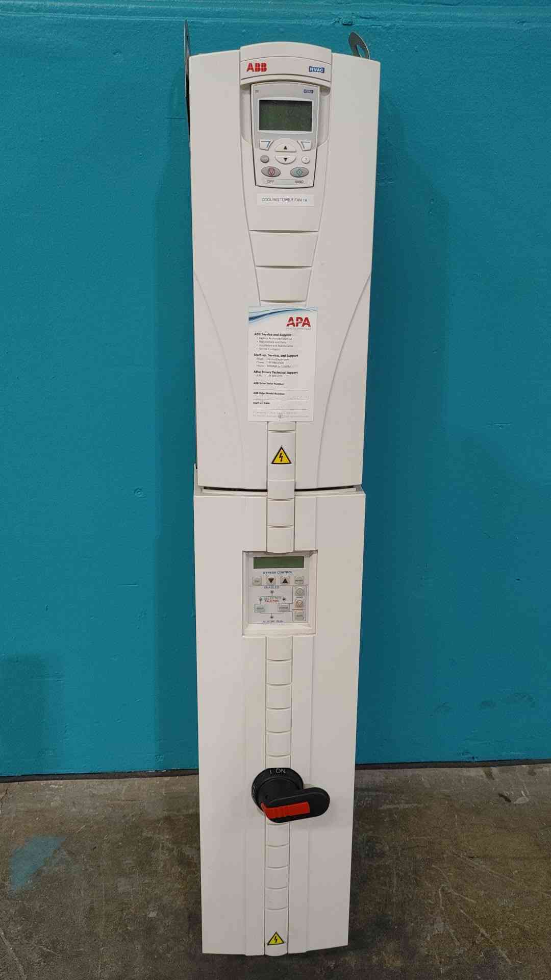 30 HP ABB #ACH550-VCR-045A-4, AC VFD, 480 Volts, E-Clipse bypass (2 available)
