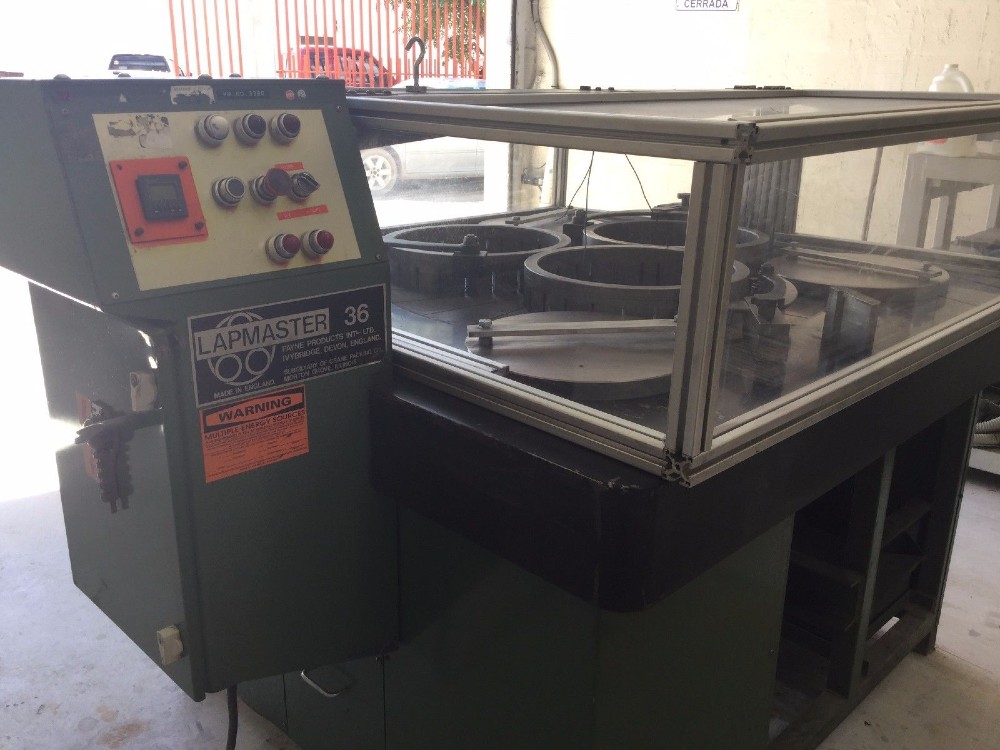 36" Lapmaster, open face style, 3 rings (14-1/2" ID), cycle timer, slurry pump, nice shape, 1990