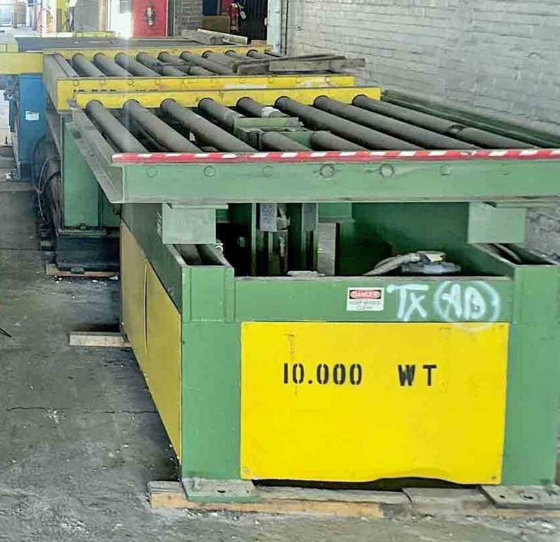 10000 lb. Downlayer, right angle discharge, 3.5" diameter rolls on 7.125" centers, 47.5" passline, 70" L