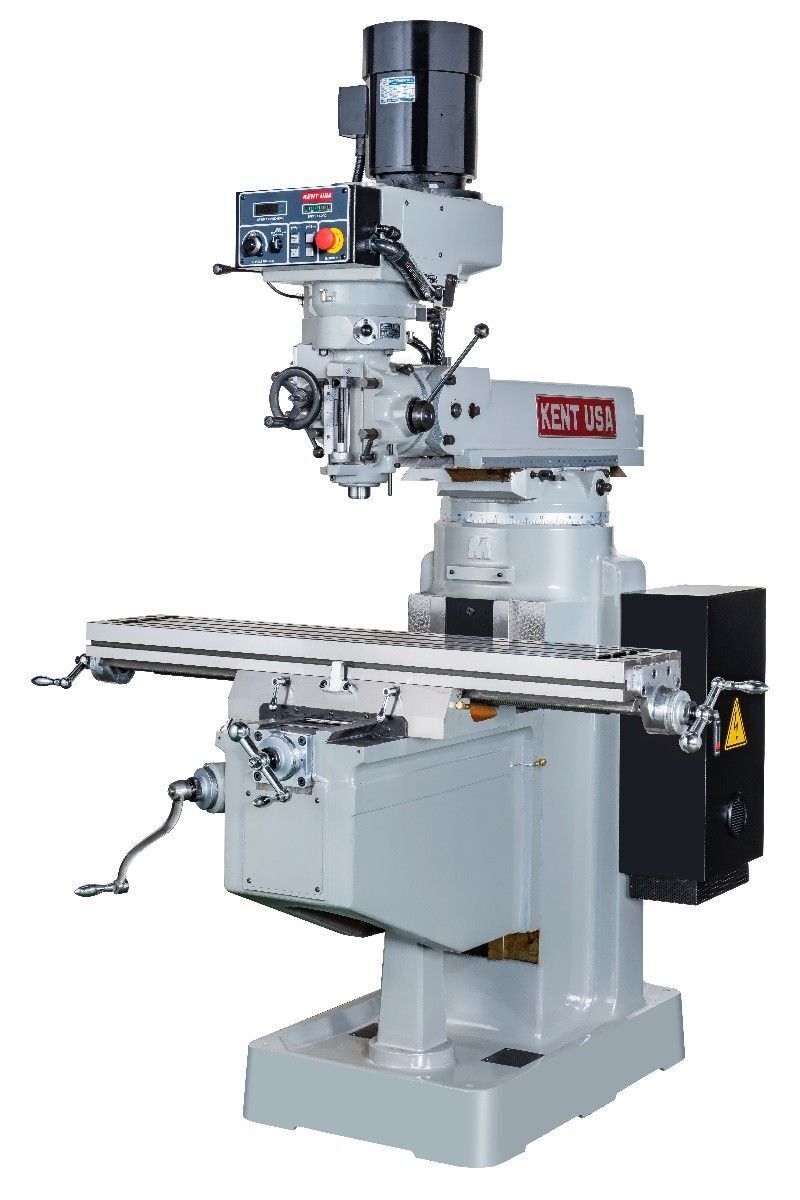 Kent #KTM-3VKF, Vertical Knee Mill, 35" X, 15.25" Z, 10" x 54" table, 5" quill, 3 HP, 50-4500 RPM, variable