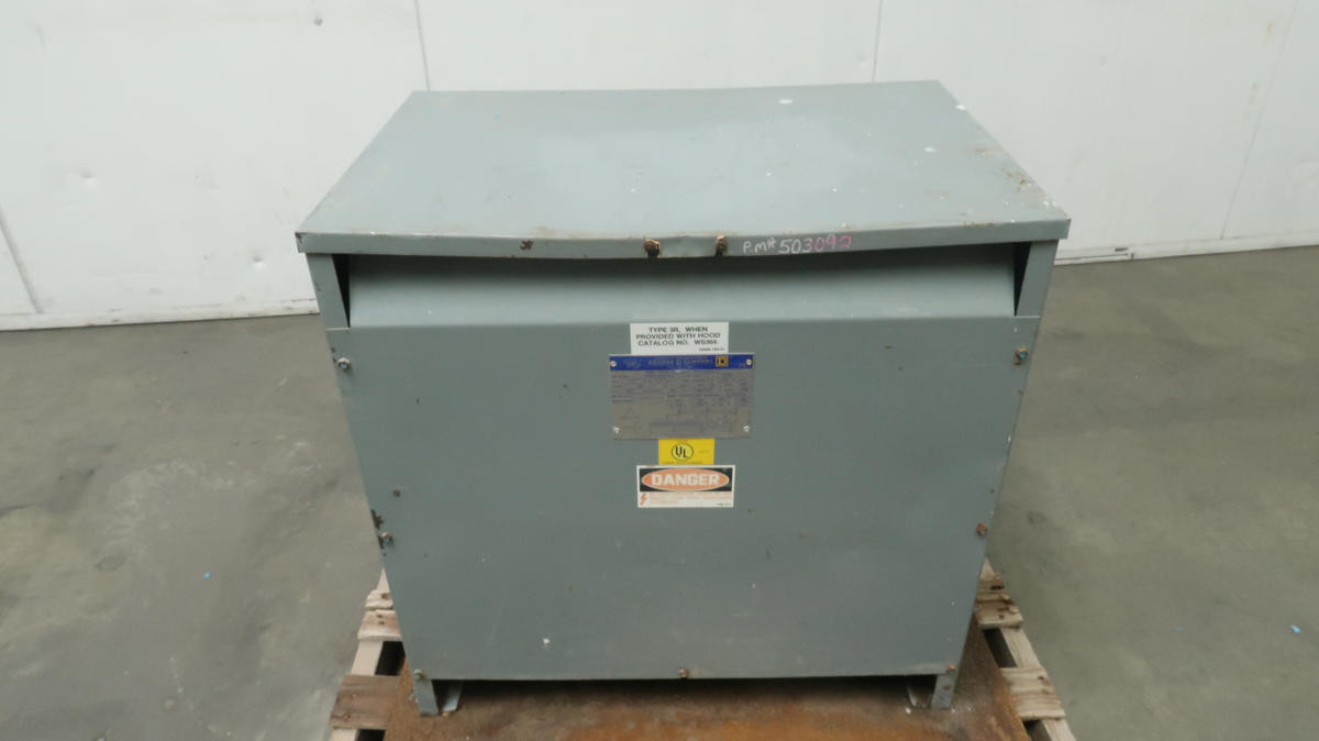75 KVA 480 Primary, 208Y/120 Secondary, Square D #75T3H, Dry Type Transformer, 60 Hz, 220° Class, 3 Phase
