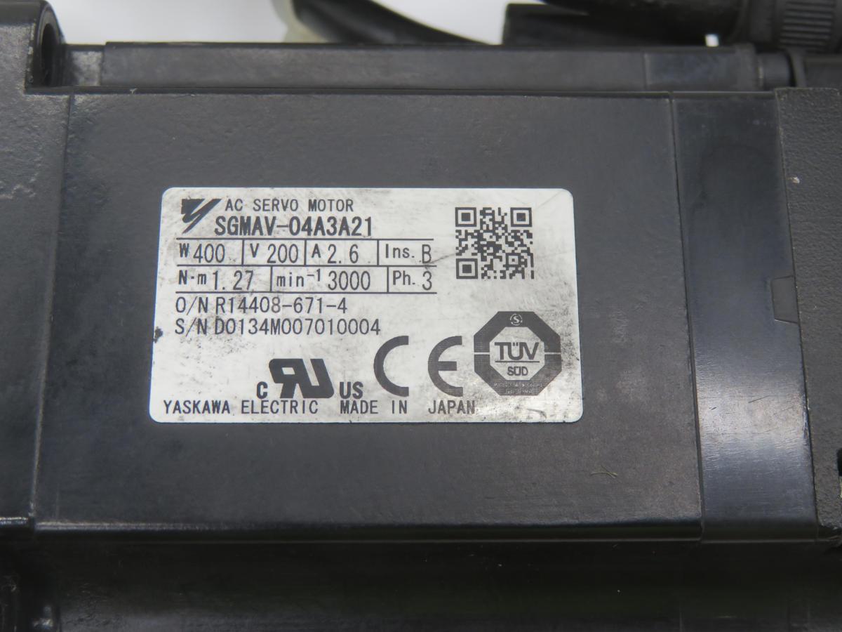 0.4 kW Yaskawa #SGMAV-04A3A21, AC Servo Motor, 200 Volts