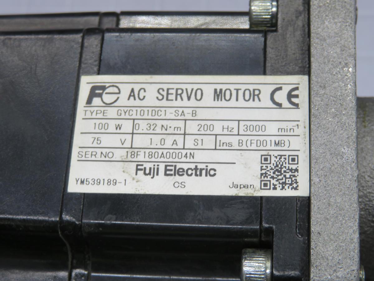 0.1 kW Fuji #GYC101DC1-SA-B, AC Servo Motor, 75 Volts