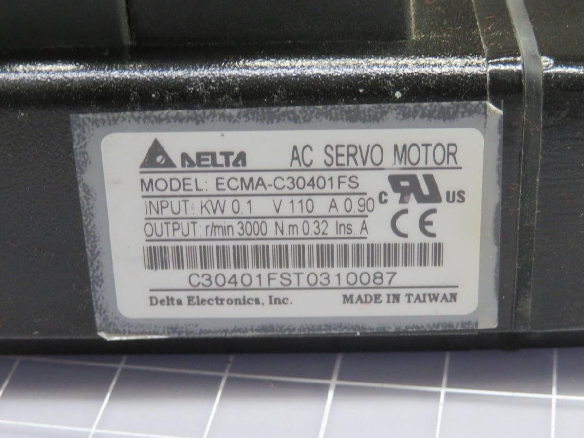 0.1 kW Delta Electronics #ECMA-C30401FS, AC Servo Motor, 3000 RPM, 0.32 Nm, 110 Volts