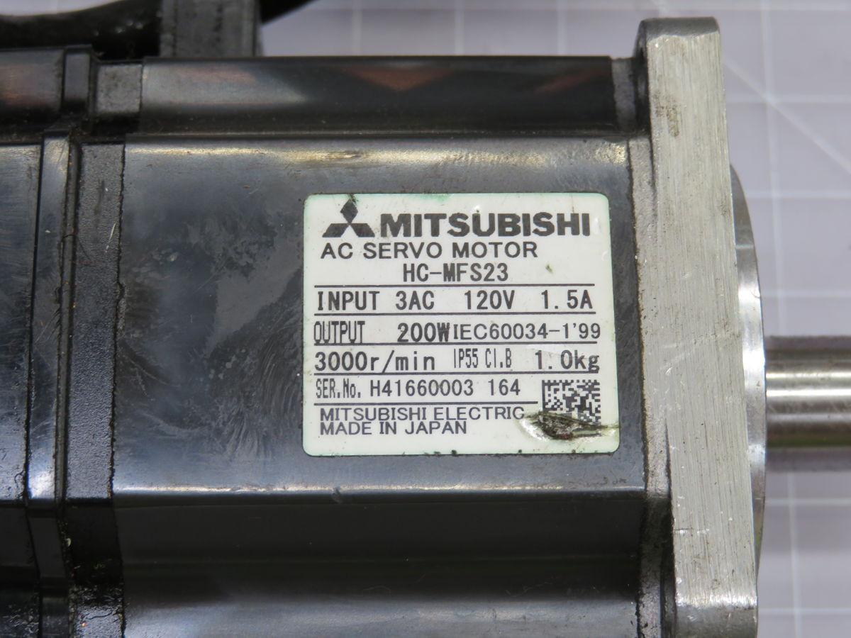 0.2 kW Mitsubishi #HC-MFS23, AC Servo Motor, 3000 RPM, 120 Volts (2 available)