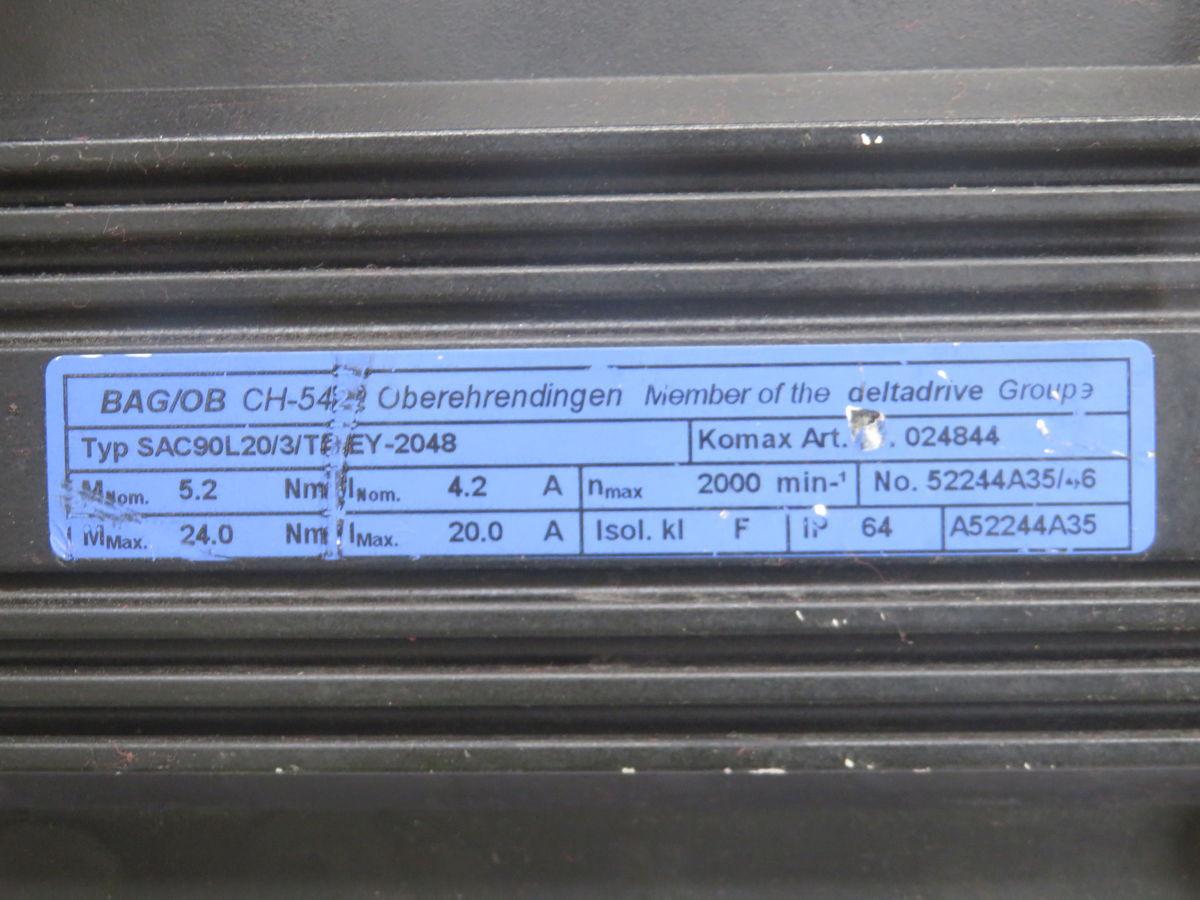 BAG #SAC90L20/3/TB/EY-2048, Servo Motor, 2000 RPM, 5.2-24.0 Nm