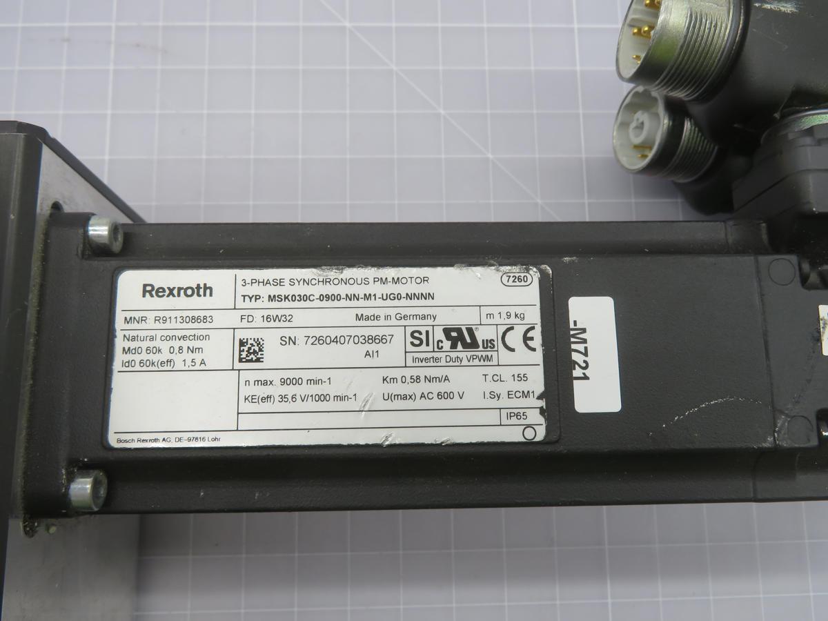 Rexroth #MSK030C-0900-NN-M1-UGO-NNNN, Servo Motor, 0.8 Nm, IP65, with brake