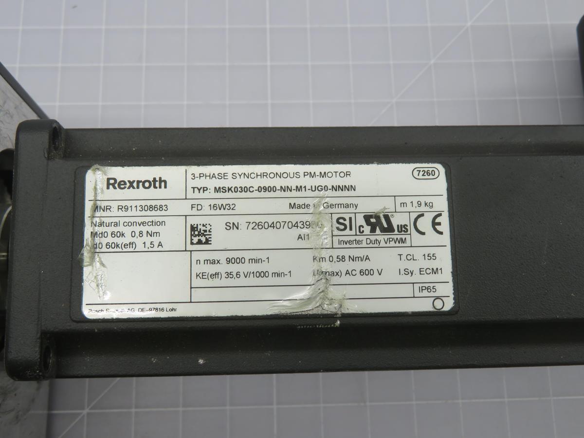 Rexroth #MSK030C-0900-NN-M1-UG0-NNNN, Servo Motor, 0.8 Nm, with brake