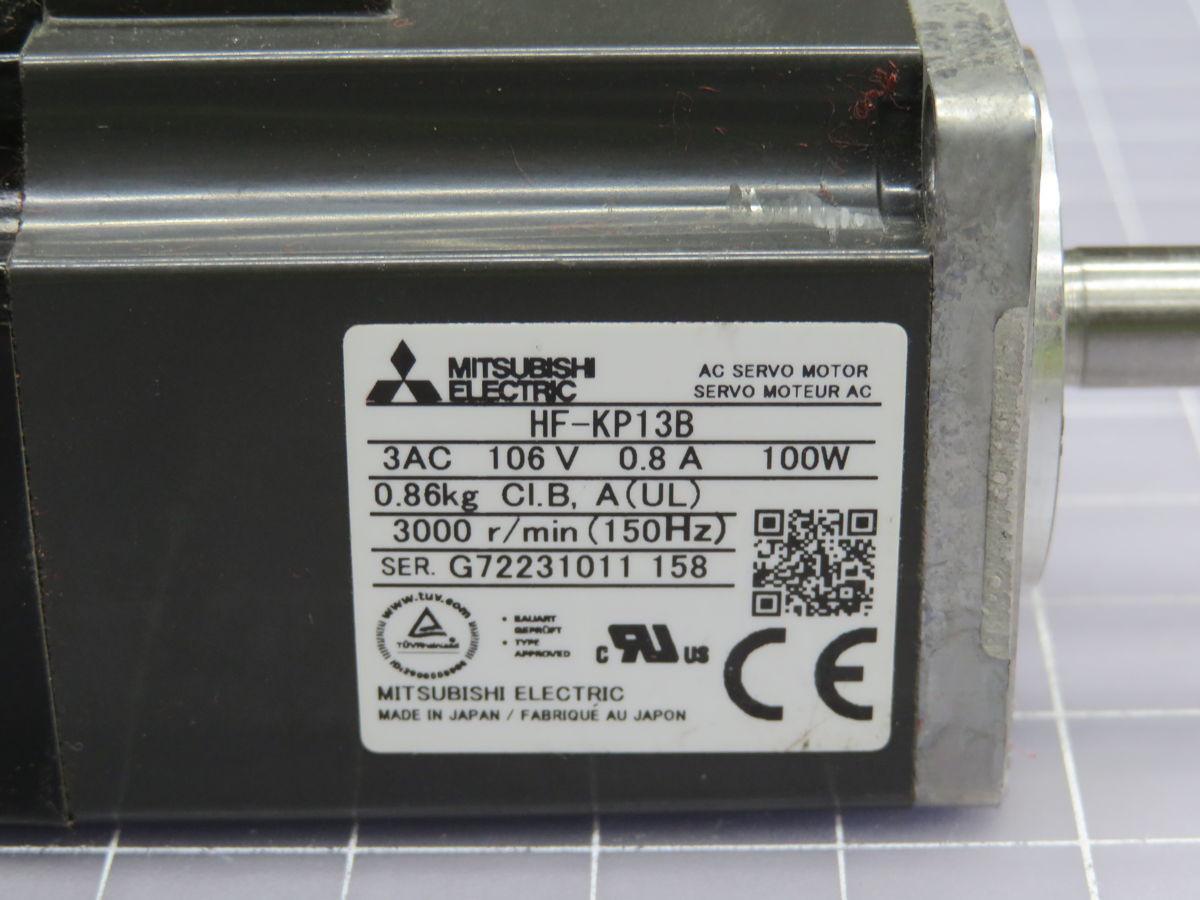 0.1 kW Mitsubishi #HF-KP13B, AC Servo Motor, 3000 RPM, with brake