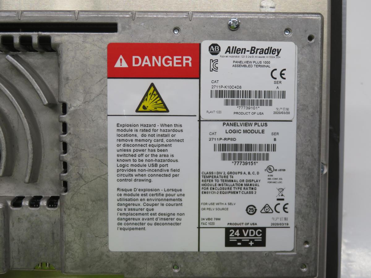 Allen-Bradley #2711P-K10C4DB, HMI, 10.4IN Display, 640X480 Res, Keypad Input, 24VDC Power