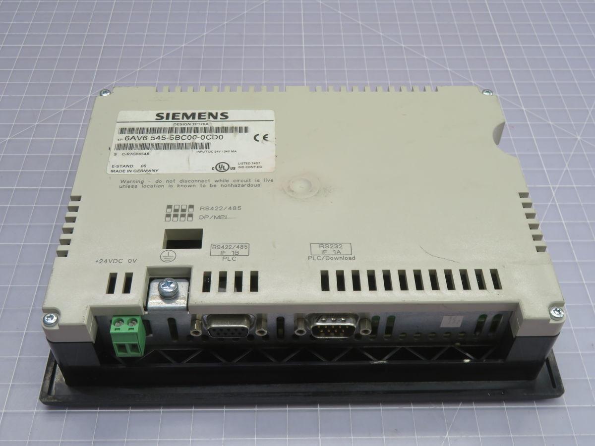 Siemens #6AV6-545-5BC00-0CD0, HMI, 5-INCH Mono Display, Mpi/DP I/F, 24V DC Power
