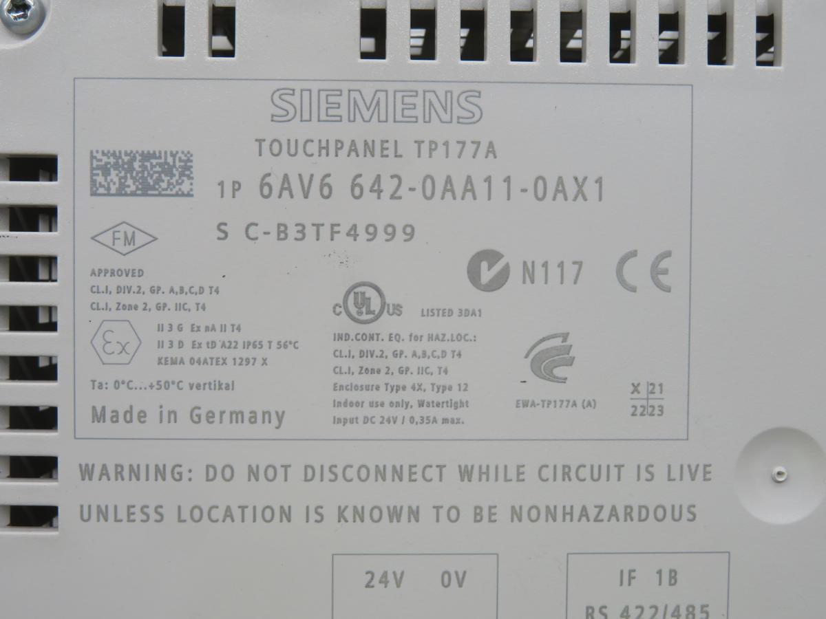 Siemens #6AV6-642-0AA11-0AX1, Operator Interface