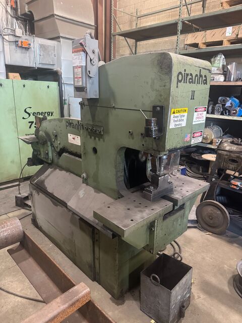 5" x 5" x 3/8" Piranha #PII-88, Hydraulic Ironworker, 88 Ton, 9" throat, 1-1/16" diameter thru 1" punch, 3/4"