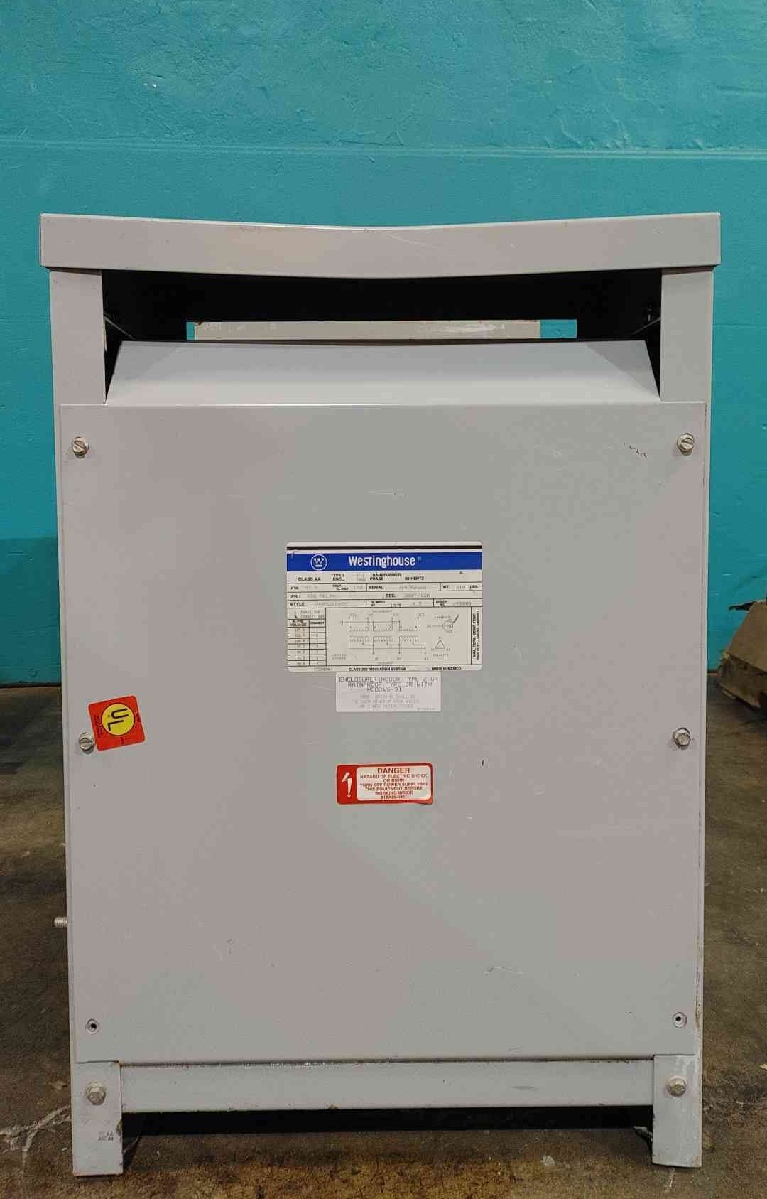 45 KVA 480 Primary, 208Y/120 Secondary, Westinghouse #V48M28T45K, K-4 Dry Type Transformer, 3 Phase (2
