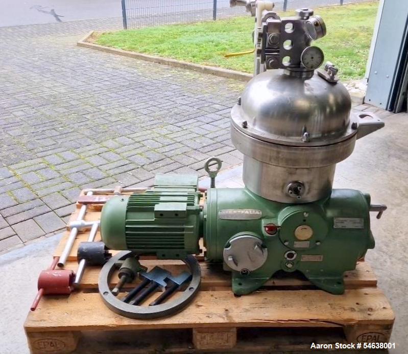 GEA Westfalia #SA7-01-576, Desludger Disc Centrifuge, 316 Stainless Steel, 8520 RPM, liquid/liquid/solids