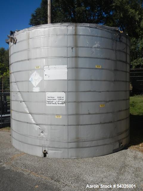 11,000 gallon Storage Tank, Stainless Steel, vertical, 12' 6" diameter x 11' straight side, dome top, flat