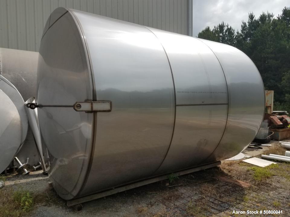 6,500 gallon Vertical Storage Tank, Stainless Steel, 114" diameter x 144" straight side, single wall, cone