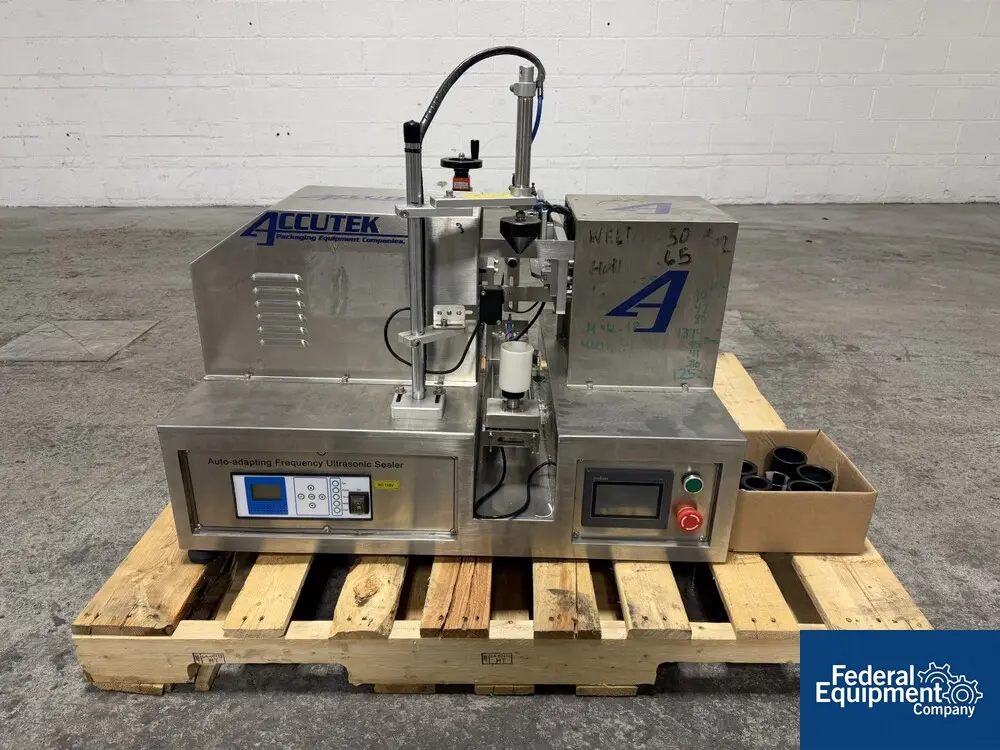 Accutek #50-TS2-000, Ultrasonic Sealer, aluminum high frequency sealing head, single puck, tube positioner