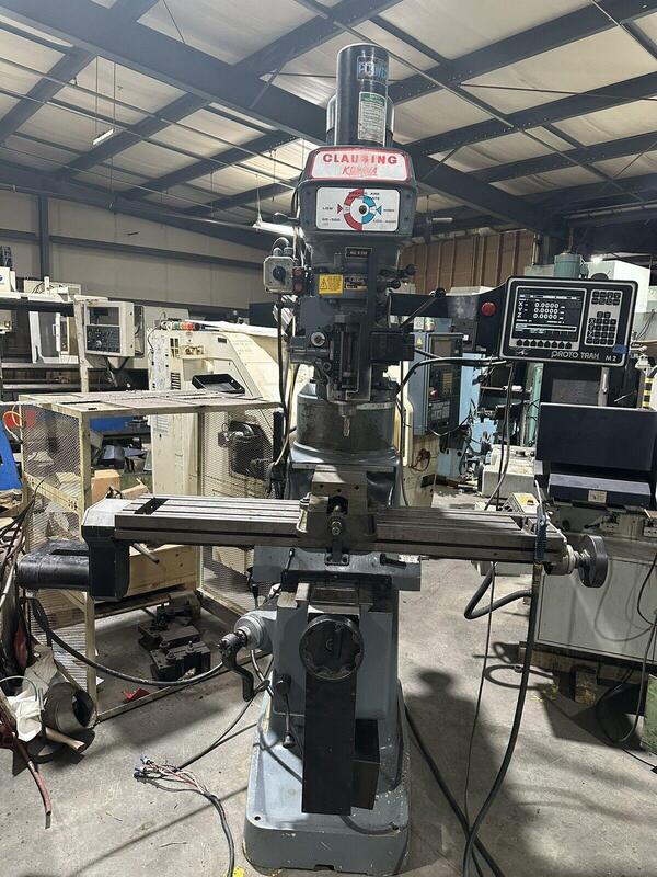 Clausing Kondia #FV-1, knee mill, ProtoTrak M2 CNC control, 9" x 48" table, 33" X, 15" Y, 16" knee, 3 HP