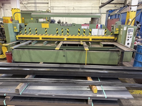 1/4" x 12' Betenbender #12-1/4, hydraulic power shear, 13 SPM, 21 hold downs, 35" squaring arm, 15 HP
