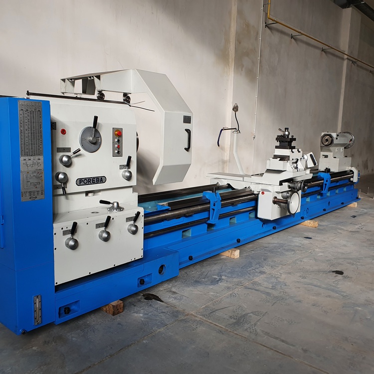 61" x 204" Poreba #TR155B3/5M, engine lathe, 47" swing over cross slide, 4-jaw 31.5" chuck, 1996, rebuilt 2027