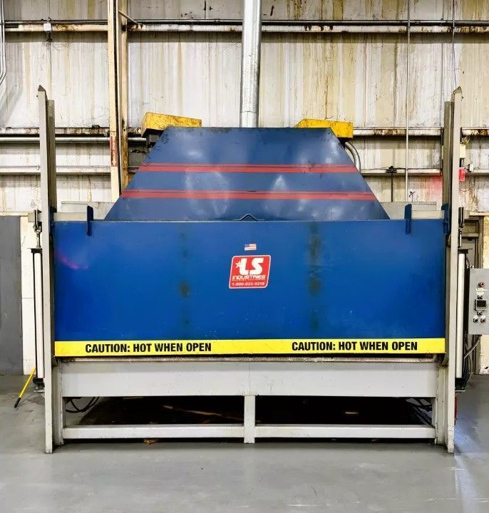 100" width x 36" H x 169" D L S Industries #0, tempering oven, 1000°F, Eurotherm Nonodac PLC Control
