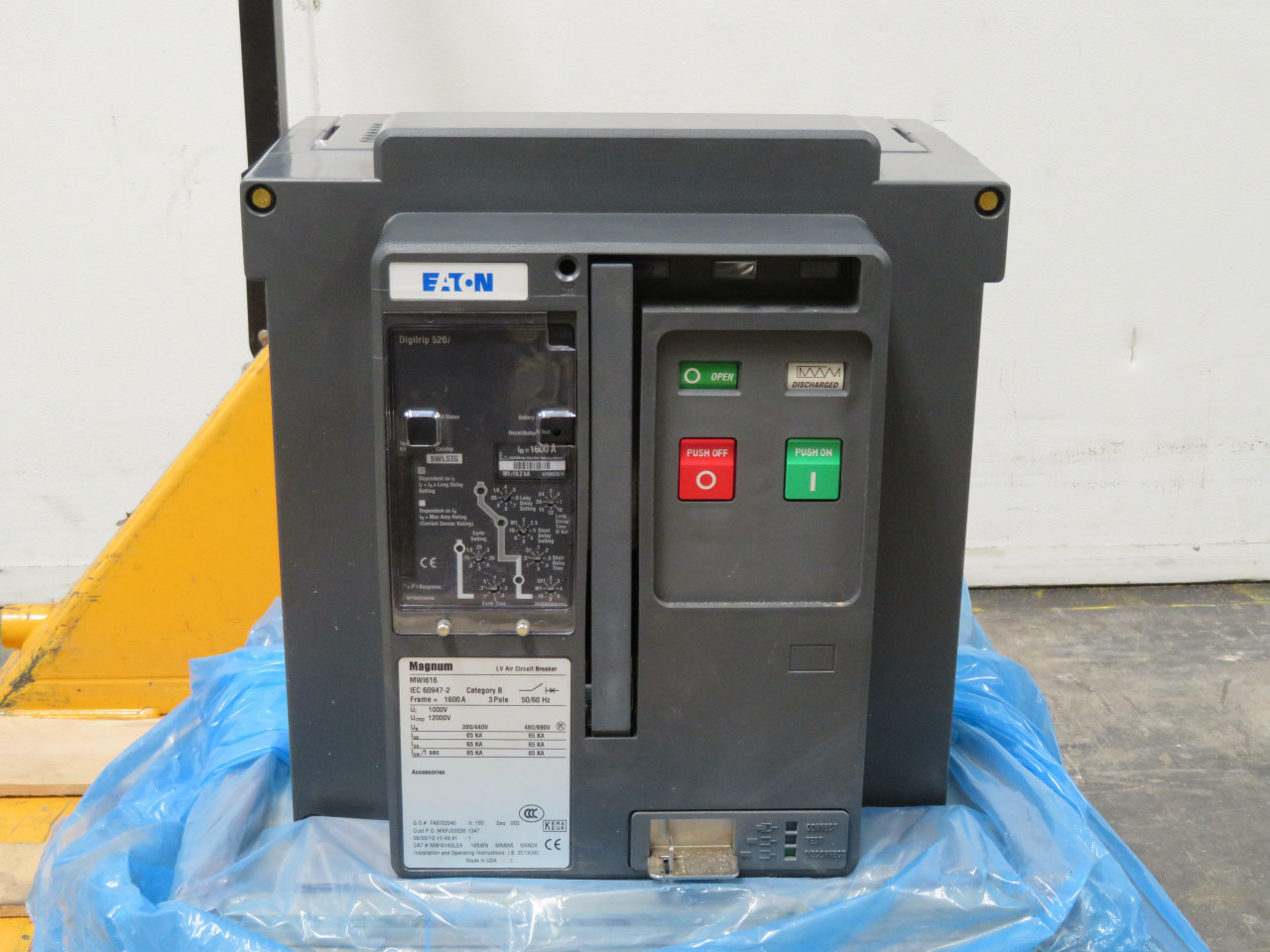 1600 Amps, Eaton #MWI616, Circuit Breaker, 3 Pole, 480/690V Voltage, 1600 A Current, Cat B