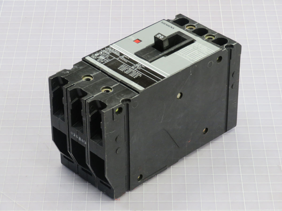20 Amp, Siemens #HHED63B020, Circuit Breakers, 3 Pole, 20 A, 600 VAC, 35 Ka IR