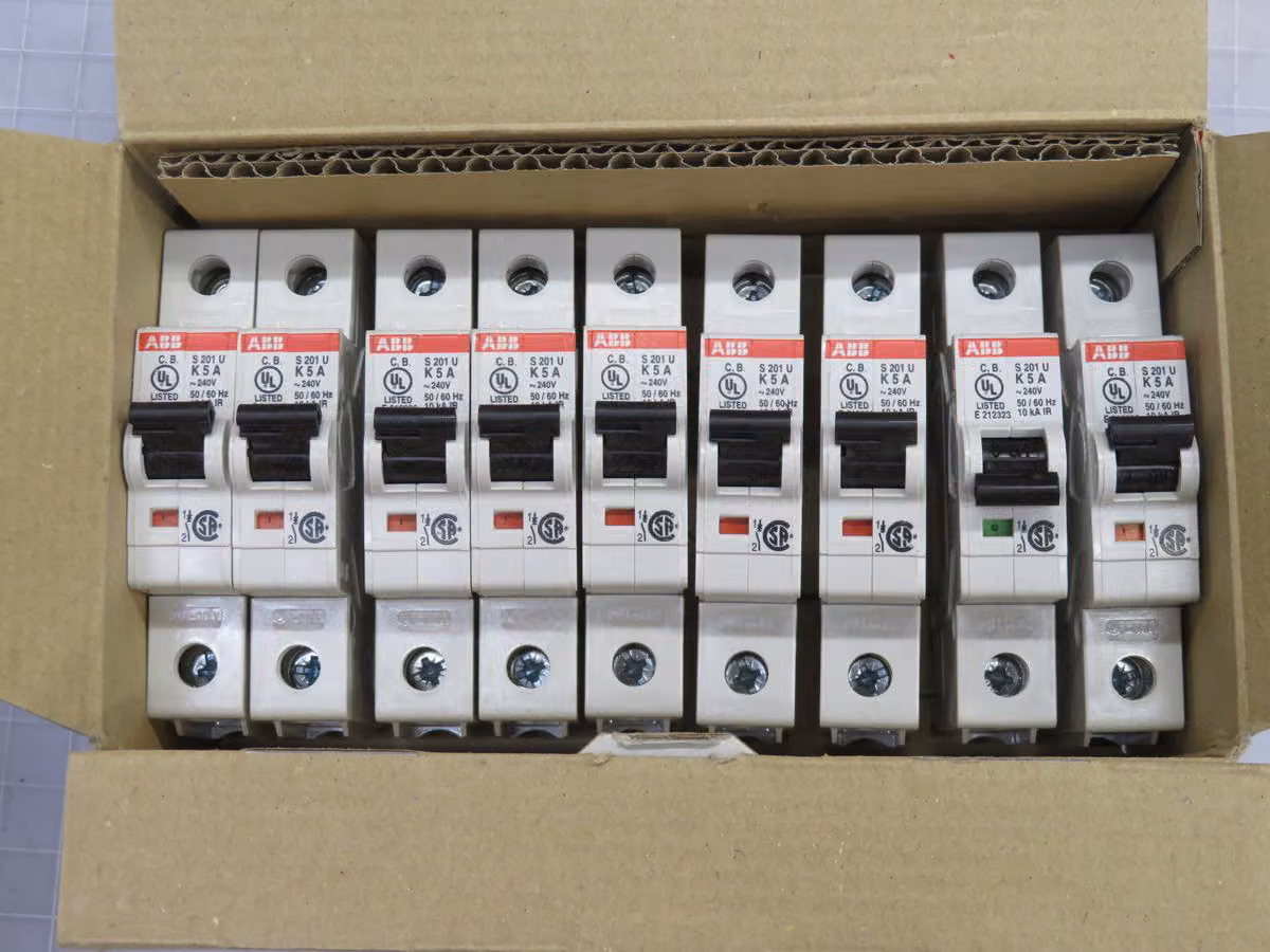 5 Amp, ABB #201U-K5, Moulded Case Circuit Breakers, LOT of 9