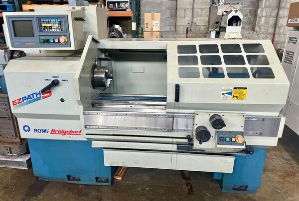 Bridgeport Romi #EZ-Path-S, CNC lathe, 18" swing, 40" centers, 10" 3-jaw chuck, 2.08" bore, A2-5, 4000 RPM