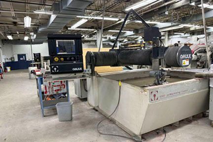 OMAX #5555, waterjet, 55" x 55" cutting capacity, 65" x 80" table, EnduroMax 5060 50 HP VFD pump, Tilt-A-Jet
