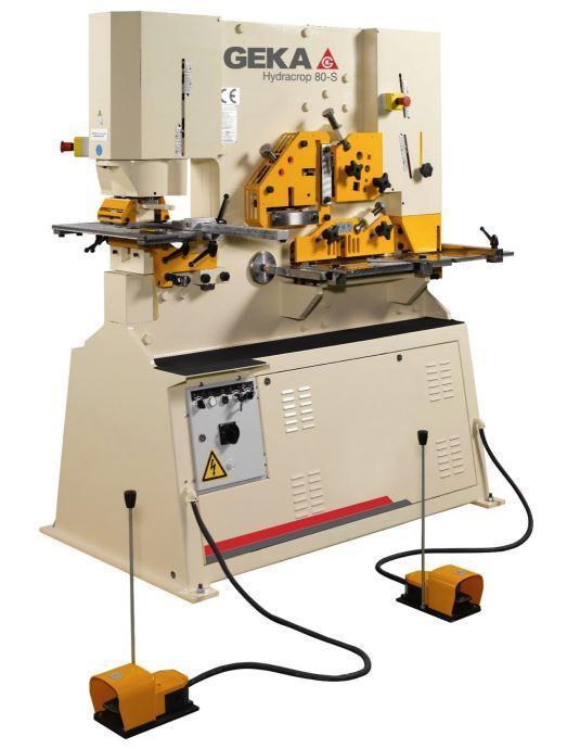 5" x 5" x 1/2" Geka #Hydracrop-80S, Hydraulic Ironworker, 88 ton, 12" throat, 12.5 HP, tooling, new