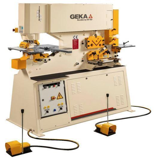 4" x 4" x 1/2" Geka #Bendicrop-60SD, Hydraulic Ironworker, 67 ton, 20" throat, press brake, 220/440 V., new