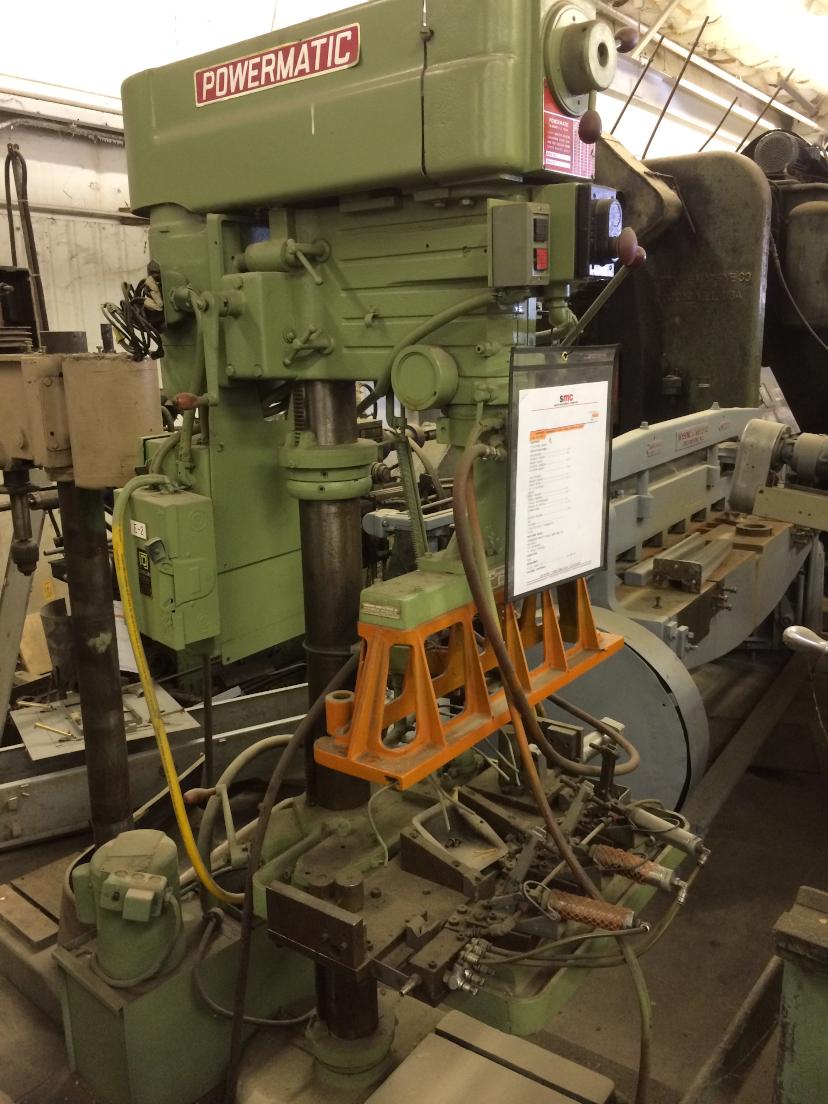 6 Spindle Powermatic #1200, Drill Press, Commander #3-22 multi-drill head, 9" throat, 20" x 22" T-slot table