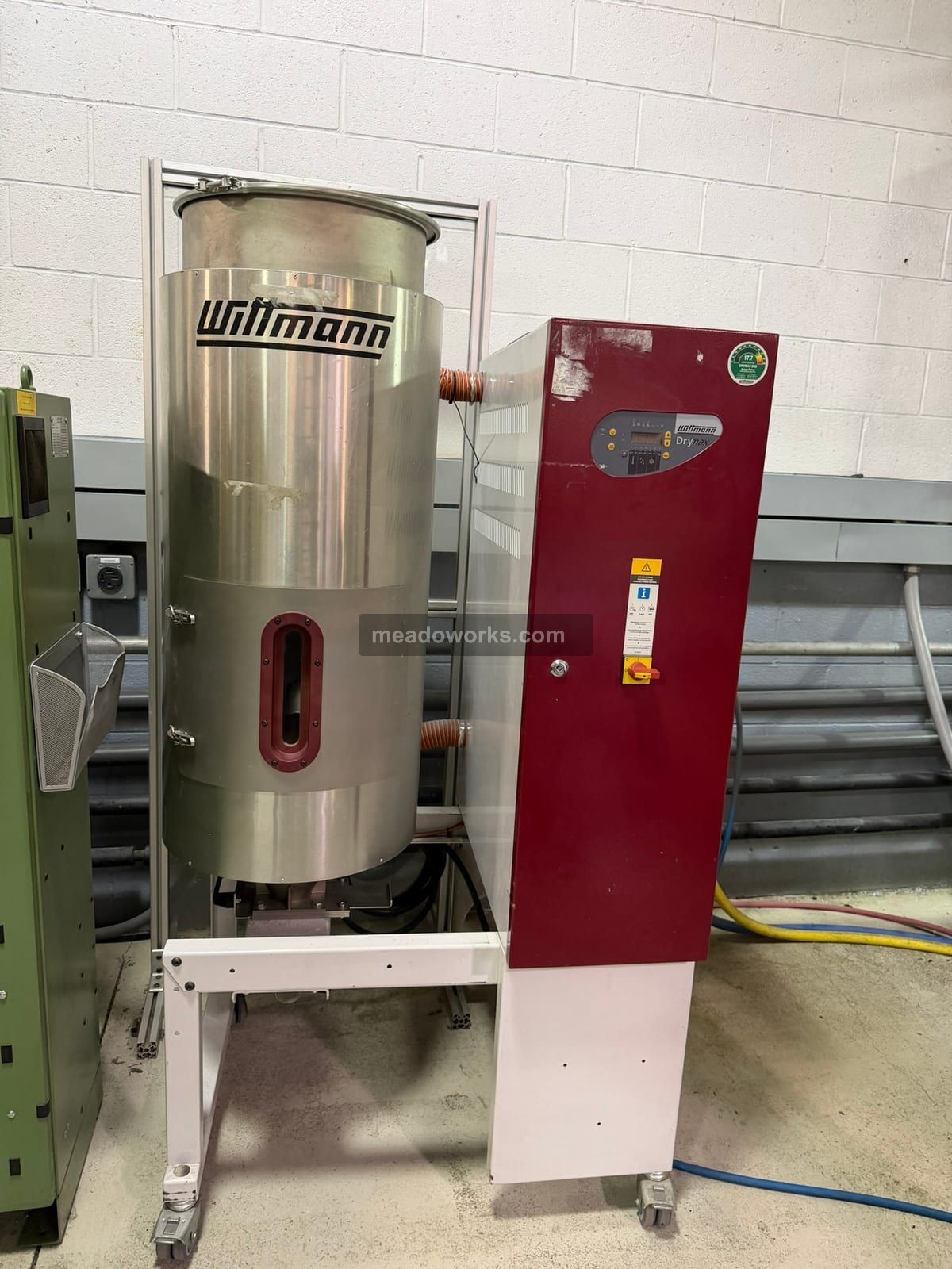Wittmann #Drymax-D60-150-M, Desiccant Dryer w/Drying Hopper, stainless hopper w/sight glass, 480 V., 2012