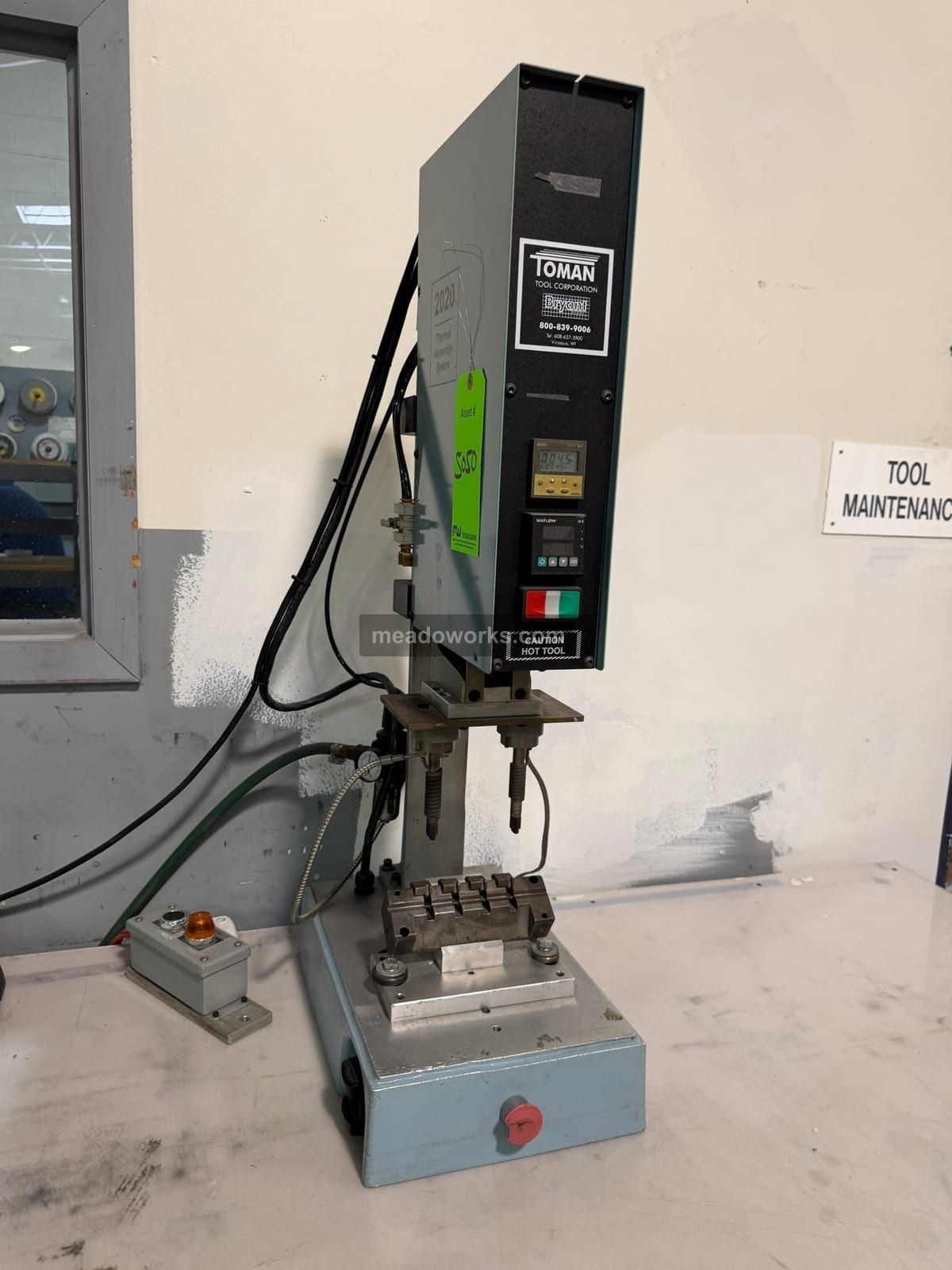 Toman Tool, Thermal Assembly System / Heat Stake Press, Watlow 93 controller, digital timer, twin heated