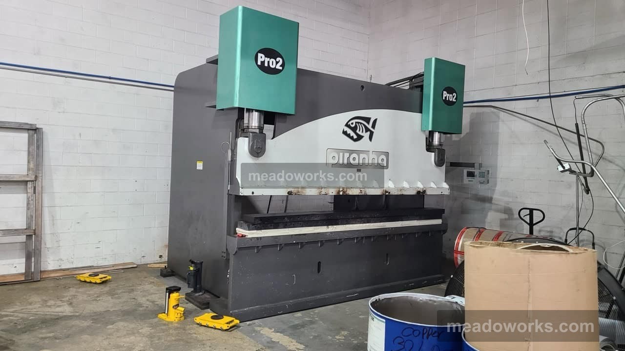 275 Ton, Piranha #Pro2, CNC Press Brake, 12' overall, 124" between uprights, 8" stroke, 16" open height, 10"