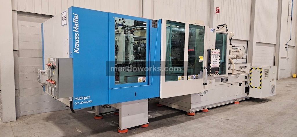420 Ton, 8.57 oz., Krauss Maffei #KM-420-1400-750-CXZ, 2-Shot Injection Molding Machine, 35.43" x 31.5" tie