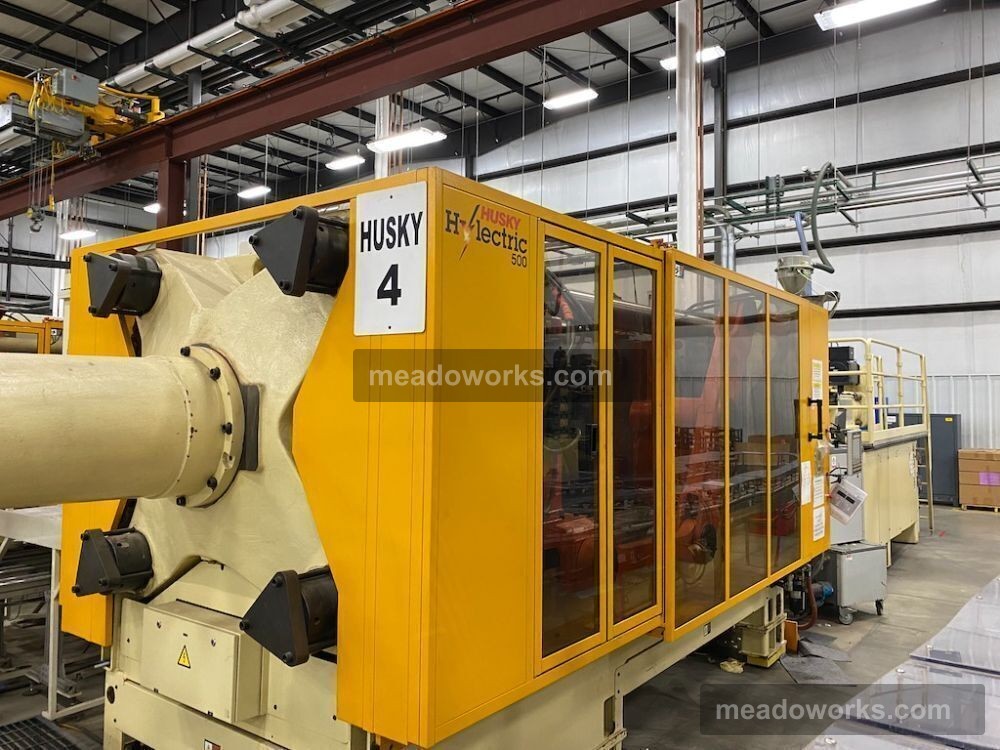 550 Ton, 133 oz., Husky #HL500, Injection Molding Machine, 40.2" x 40.2" tie bar spacing, 97.4" daylight