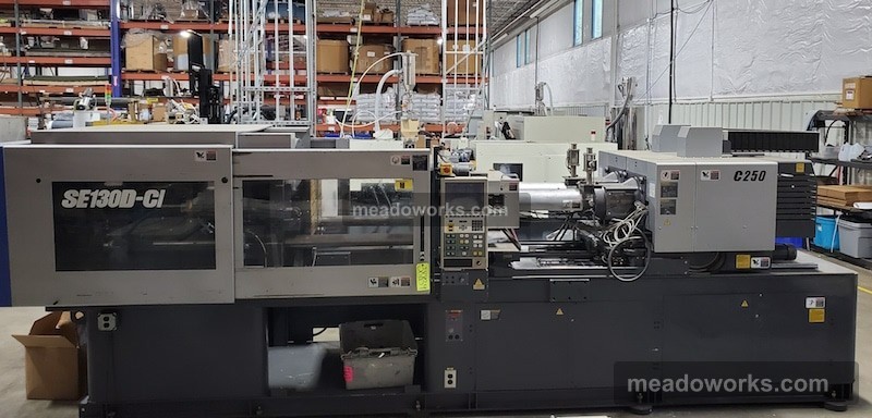 143 Ton, 2.9 oz., Sumitomo #SE130D-CI, 2-Shot All-Electric Injection Molding Machine, 25.98" x 14.17" tie bar