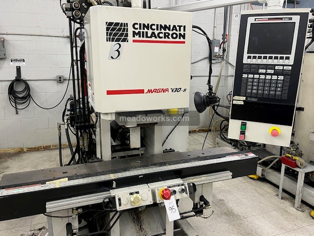 30 Ton, 2.97 oz., Cincinnati Milacron #Magna-V30-S, Vertical Clamp Injection Molding Machine, 14" daylight