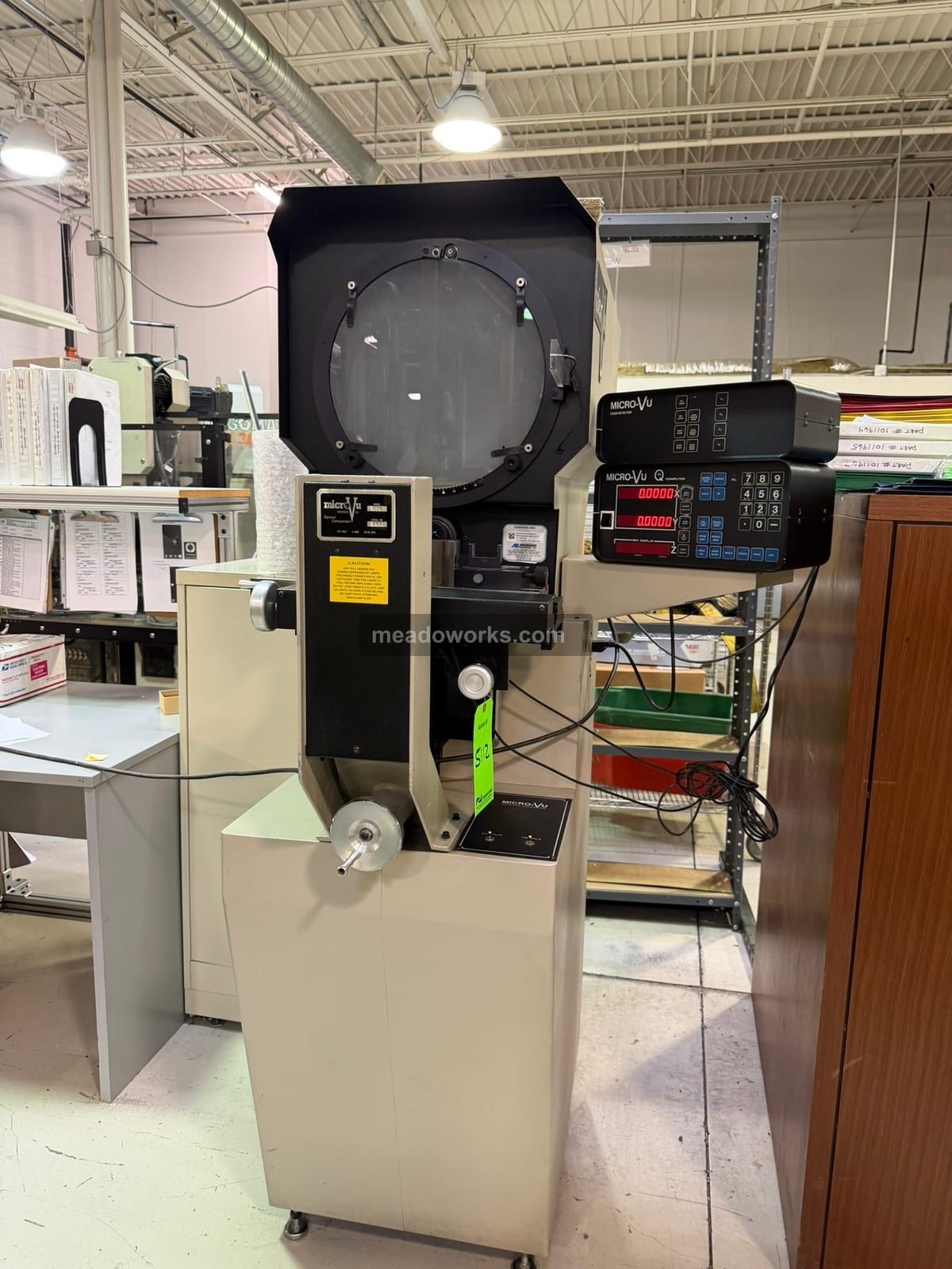 14" MicroVu #S14, Optical Comparator, Q16 digital read out, edge detector, V-blocks, 117 V.